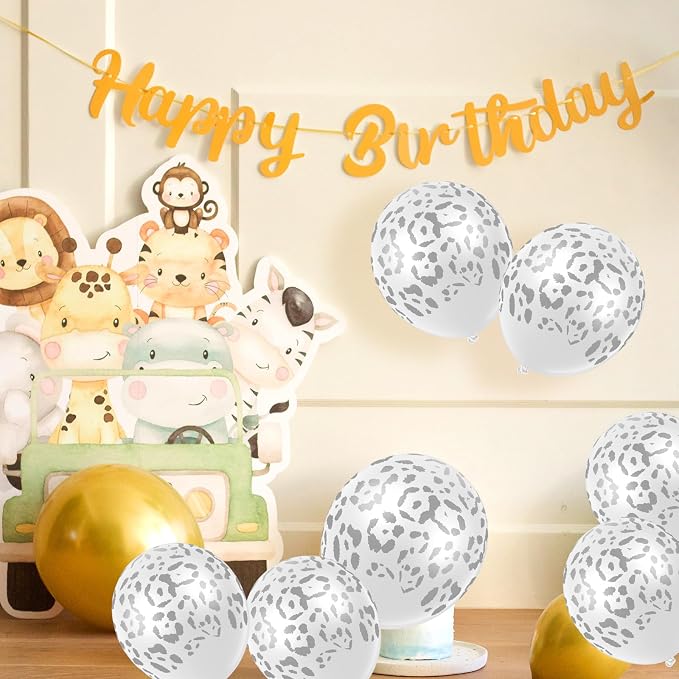 Gejoy 36 Pcs Cheetah Balloons Silver Leopard Print Balloons 12 Inch Spots Latex - Image 4