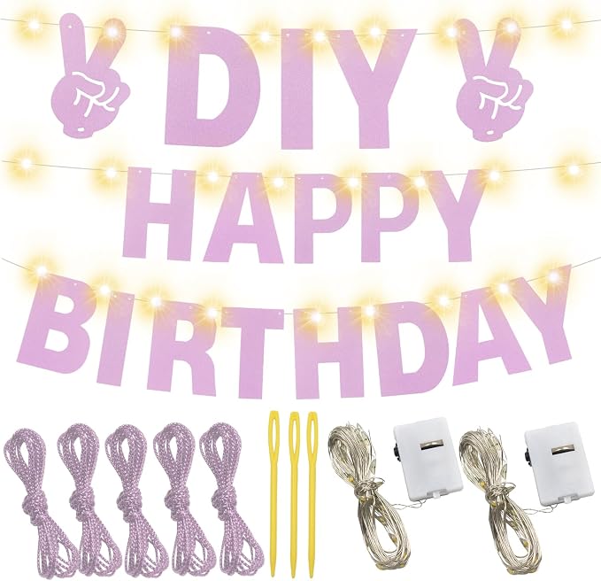 167Pcs DIY Glitter Customizable Banner Kit Happy Birthday Letter Banners Happy - Image 2
