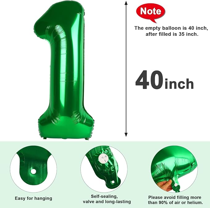 Number 10 Balloons 40 Inch for 10 100 Birthday Party Decoration, Dark Green | - Image 5