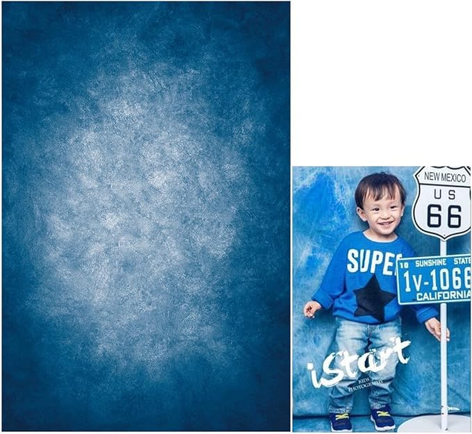5x7ft Dark Blue Gradient Portrait Photo Backdrops Bright Center Abstract by HMTFOTO