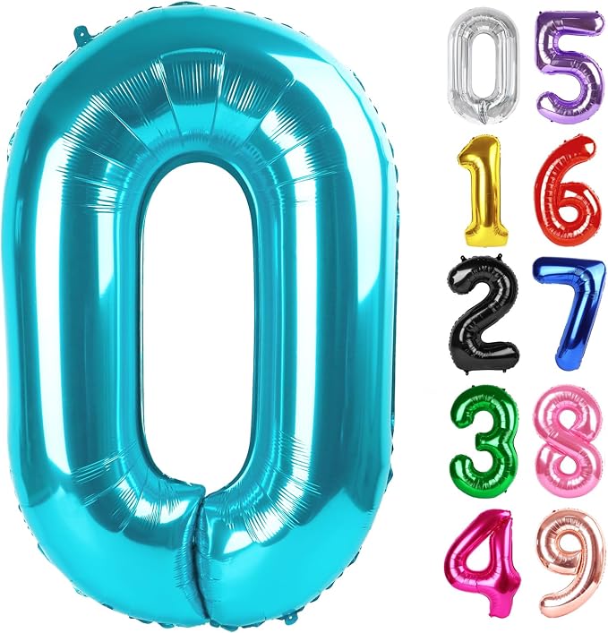Light Blue Number 0 Balloon 40 Inch, 0th Birthday Decorations Men Women | Foil by IWERP