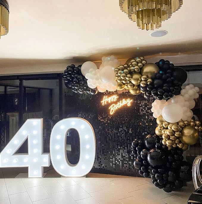 Black and Gold Balloon Arch Kit, ADOINBY 140Pcs Black White Metallic Gold - Image 7