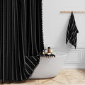 72x84 Long Boho Linen Heavy Duty Shower Curtain Set, 330GSM Linen Blend by ShowerCurtain