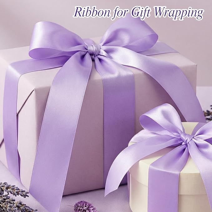 woric Lavender Satin Ribbon 1 1/2 Inch 50 Yards Light Purple Ribbon | Polyester - Image 7