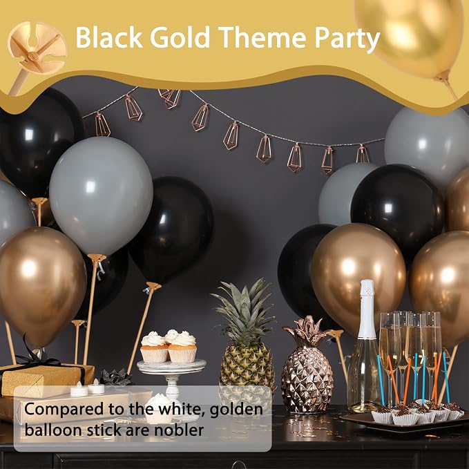 PP OPOUNT 35 PCS Gold Balloon Sticks, 12.6 inches, Party Decoration, - Image 4