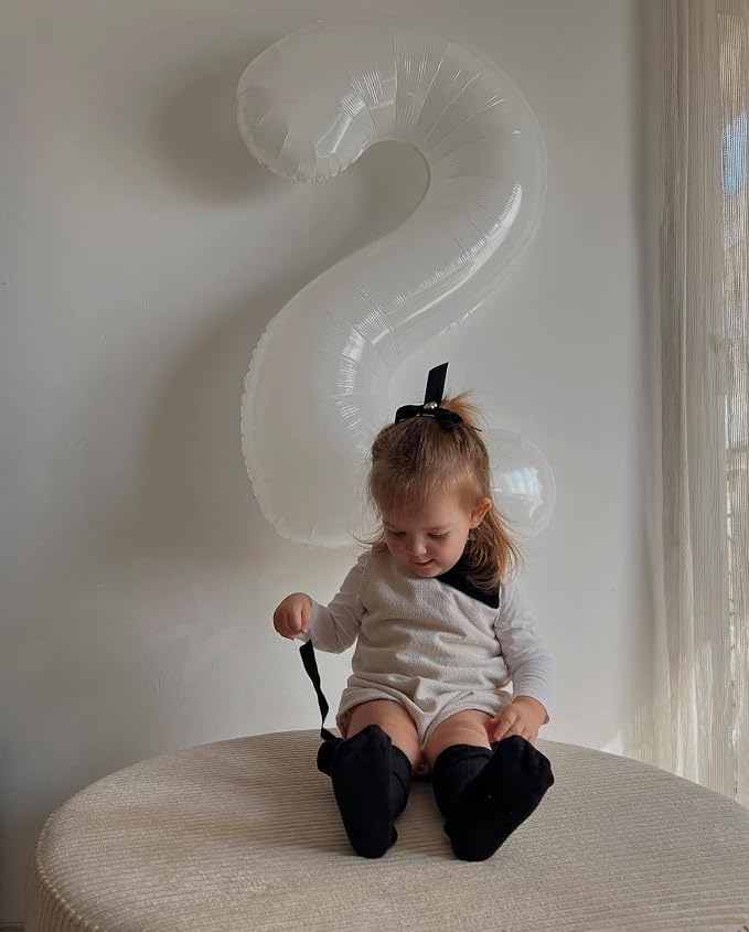4 Balloon - White Birthday Number Balloons, 40 Inch Decorations Men Women | - Image 4