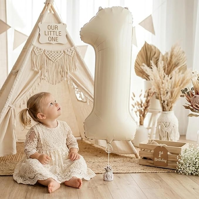 CARGEN 40 Inch Creamy White Number 9 Balloon Boho Neutral Party Decoration | - Image 8
