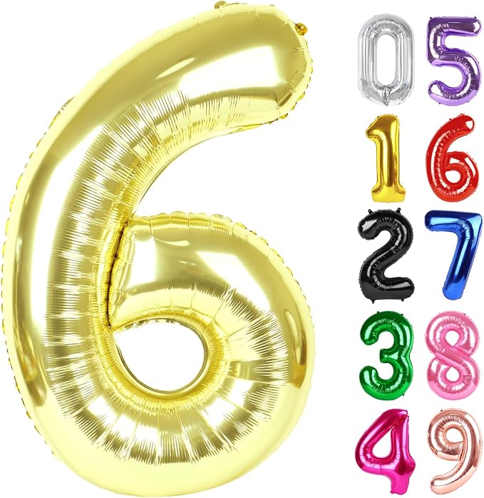 Light Gold Number 6 Balloon 40 Inch, 6th Birthday Decorations Men Women | Foil by IWERP
