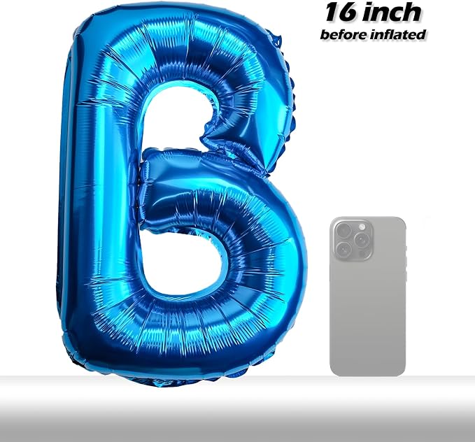 16 Inch 52Pcs Blue Letter Balloons Shiny A-Z Foil Balloon Letters | Reusable - Image 8