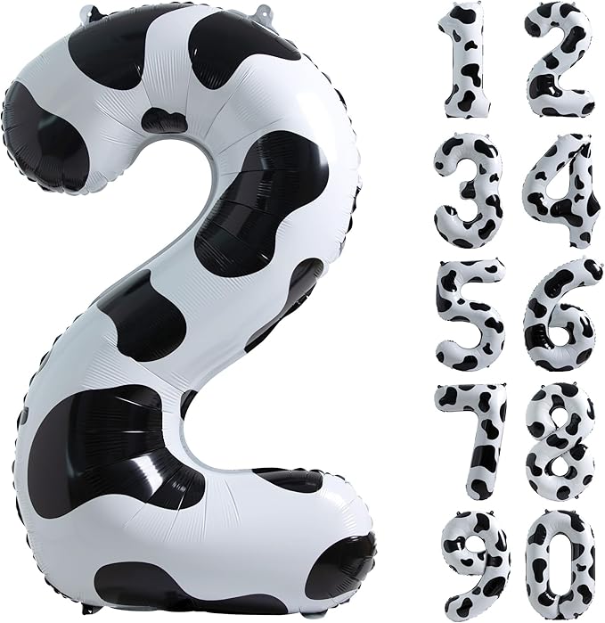 Cow Print Number 2 Balloon, Large 40 Inch Cow Number Birthday Balloons | Helium by Exquisitehighqualitypartydecorationstomeetyoureveryneed%EF%BC%81