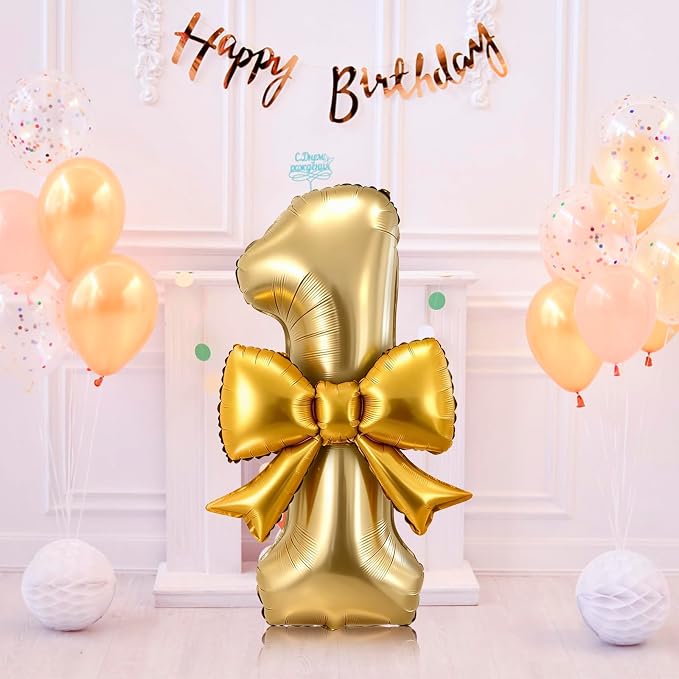40 Inch Number 1 Balloon with Bow, Coquette Aesthetic Foil Balloon - Image 7
