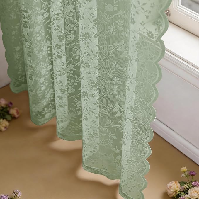 Anmao Vintage Lace Sheer Curtains 84 Inches Long - Image 9