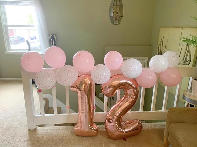 40 Inch Number 12 Balloon for 12th Year Old Birthday Decorations, Rose Gold | - Image 2