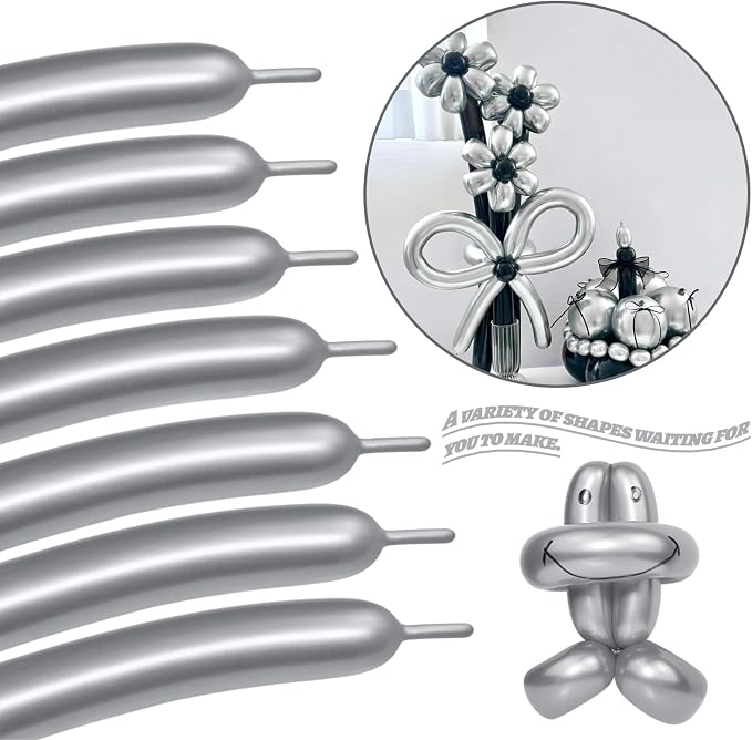 LXZFCRG 260 Long Balloons, Shiny Metallic Latex Twisting Balloon - Image 4