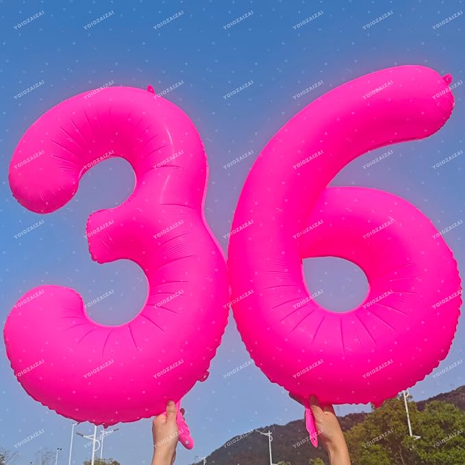 40IN Fluorescent Pink Number 9 Balloons Glow In The Dark Pink Balloon | - Image 4