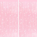2Pack Pastel Pink Metallic Tinsel Foil Fringe Curtains, Door Streamers Photo by GCBPartyDecorations