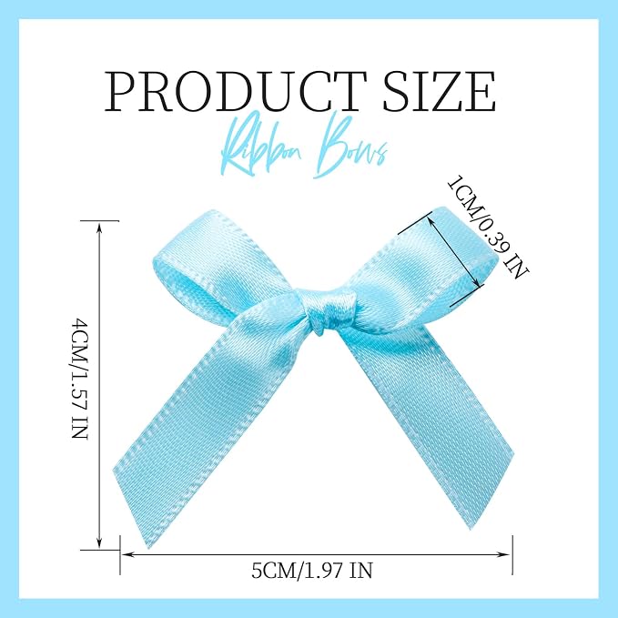 YGDZ 50 PCS Mini Blue Bows, Light Blue Satin Ribbon Bows, Small Bows - Image 2