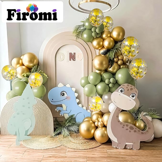 Firomi Metallic Chrome Gold and Sage Begie Balloons Set 12-inch 70 Pack | Sage - Image 5