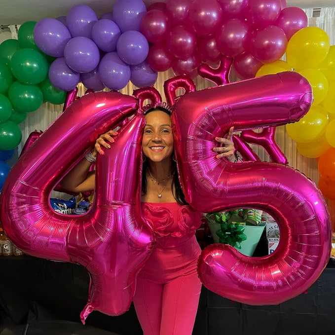 8 Balloon - Pink with Crown Birthday Number Balloons, 40 Inch Decorations | - Image 4