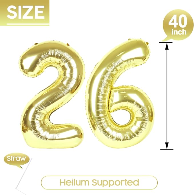 26 Balloon - Champagne Gold Birthday Number Balloons, 40 Inch Decorations | - Image 5