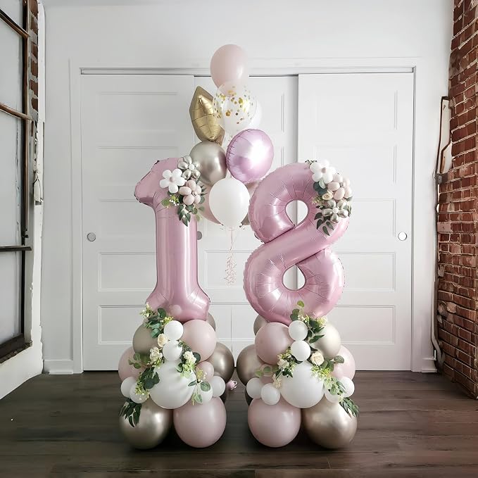 Light Pink Foil Balloon Number 7, Large Pastel Pink Number 7 Helium Balloon - Image 9