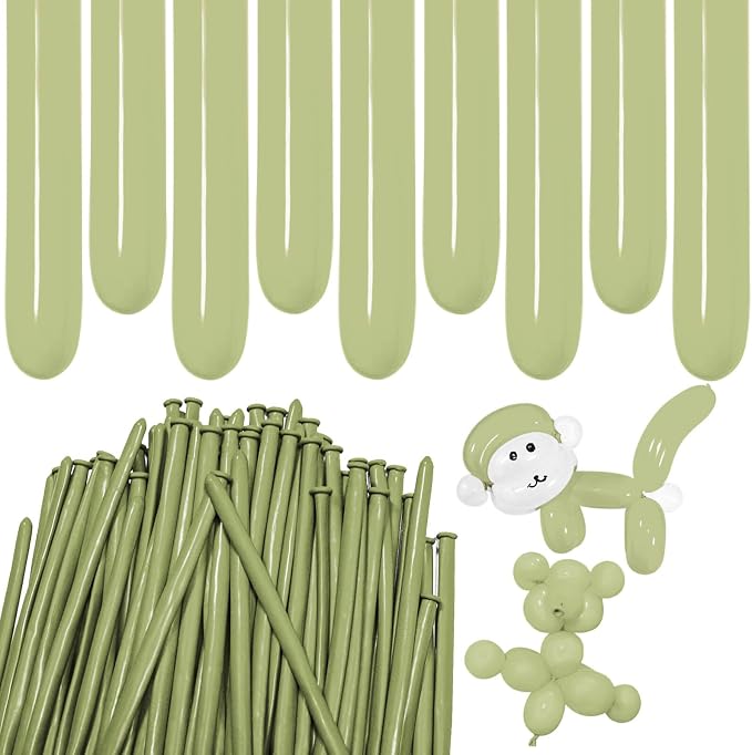 Avocado Green Long Balloons Premium 260 Twisting Balloons Animals Magic by ZBYDNG