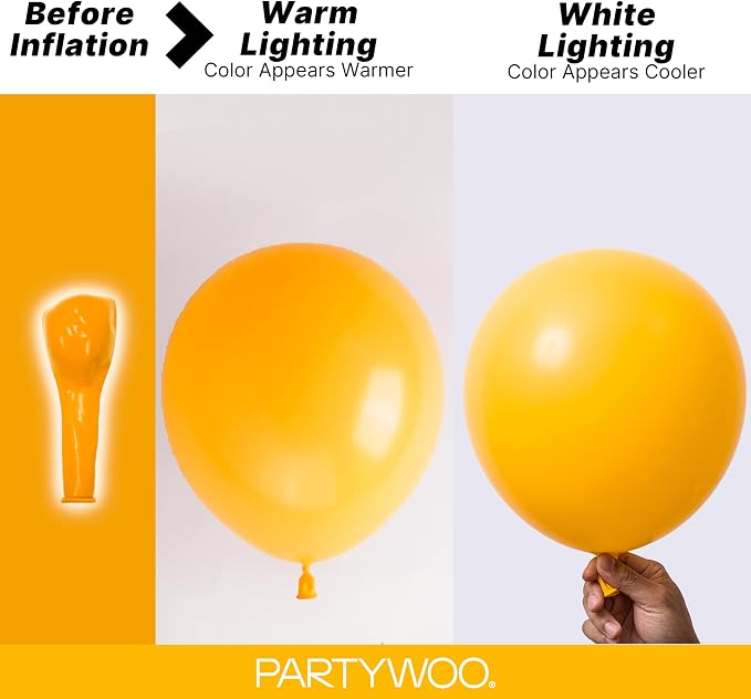 PartyWoo Yellow Mustard Yellow Balloons 127pcs Different Sizes | 36 18 12 10 5 - Image 3