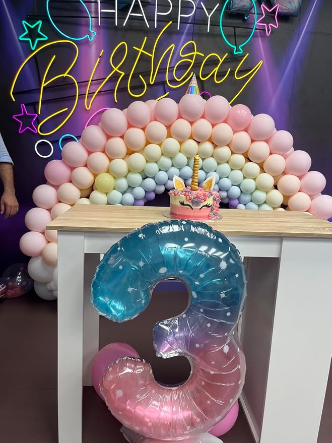 8 Balloon Numbers Birthday Decorations, 40In Pink Purple Blue Balloons | - Image 4