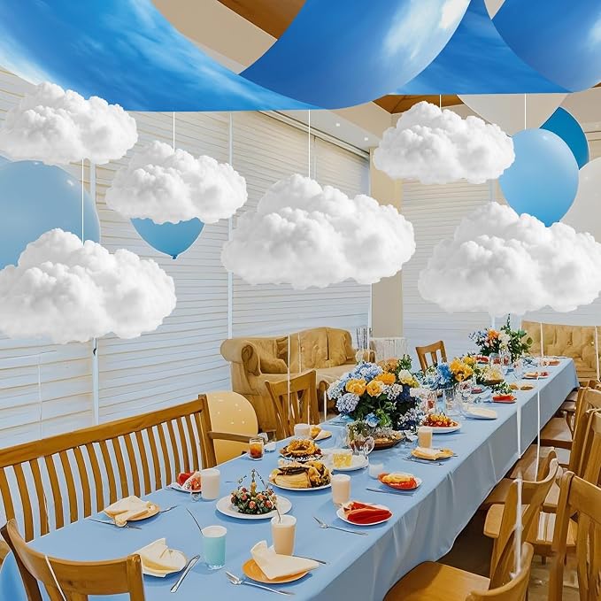 VioraWhite 9 Pcs Blue Sky White Cloud Ceiling Decor Include 12 x 2 ft - Image 3