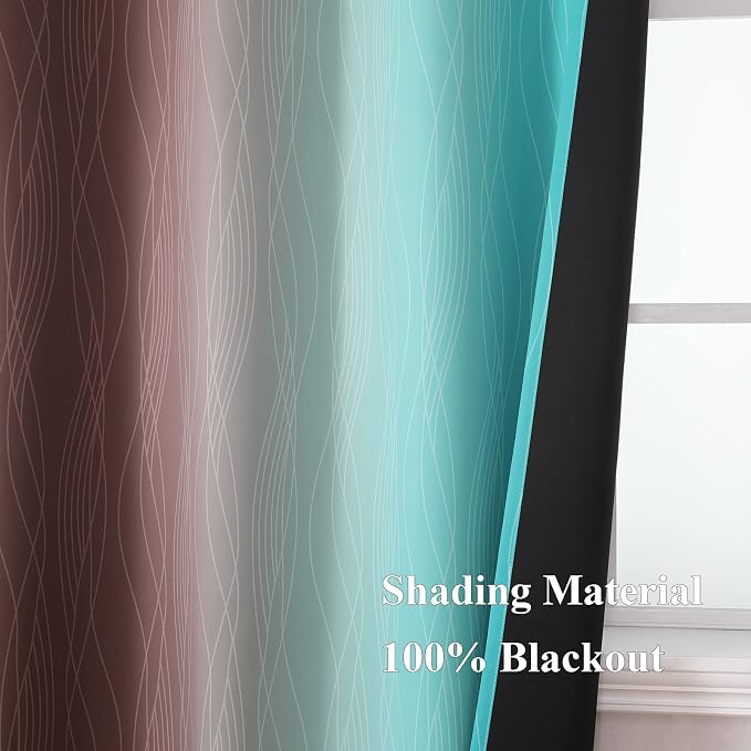 Ombre Blackout Curtains 102 Inches Long 2 Panels Set, Full Room Darkening - Image 5