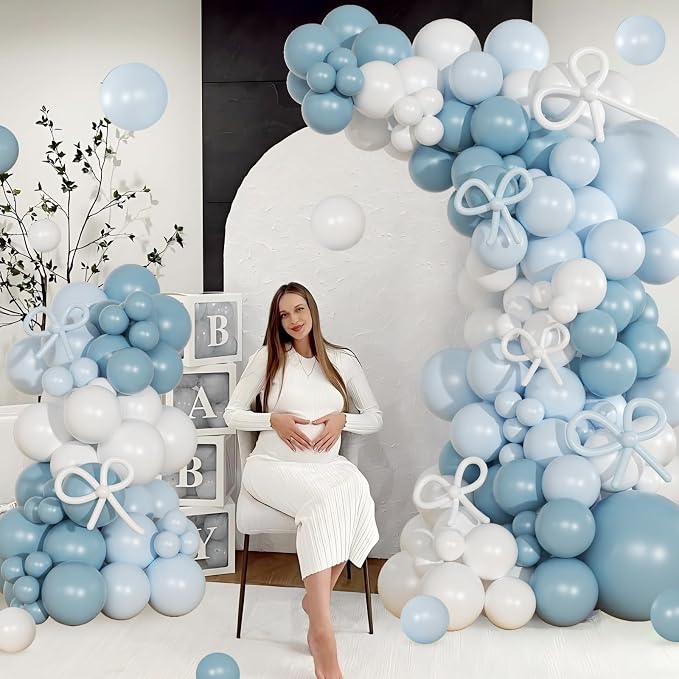 Blue White Balloon Arch Kit for Baby Shower Birthday Decor | 146Pcs Dusty - Image 2