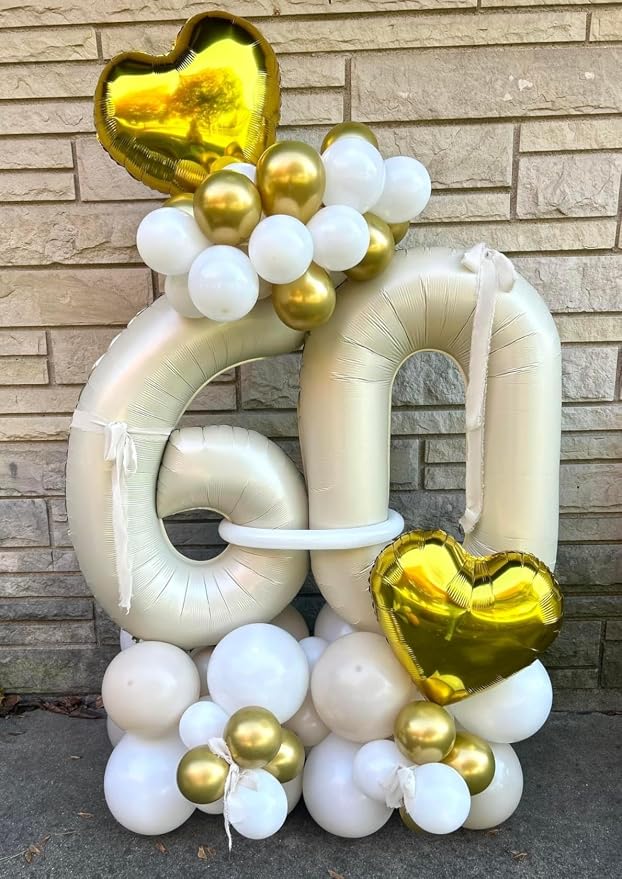 25 Balloon Numbers 40Inch for 25 Year Old Birthday Decorations, Cream | 40In - Image 4