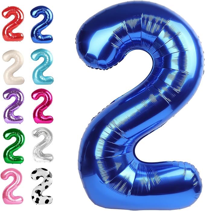 Navy Blue Number 2 Balloon 40 inch, 2nd Birthday Party Balloons Decorations | by Upgesy