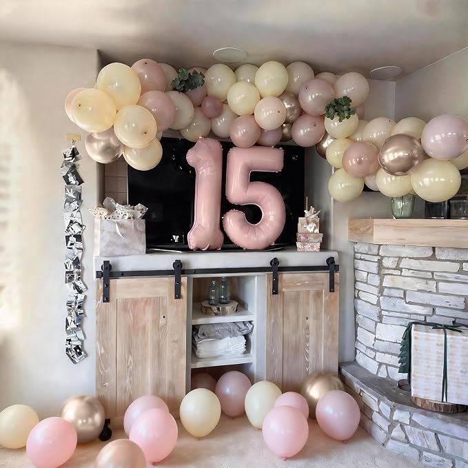 Dusty Pink Balloon Arch Kit, Boho Retro Blush Pink Champagne Gold White Latex - Image 8