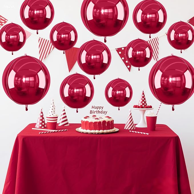 12Pcs Burgundy Red Round Foil Balloons, Metallic Deep Red Foil Balloon - Image 5