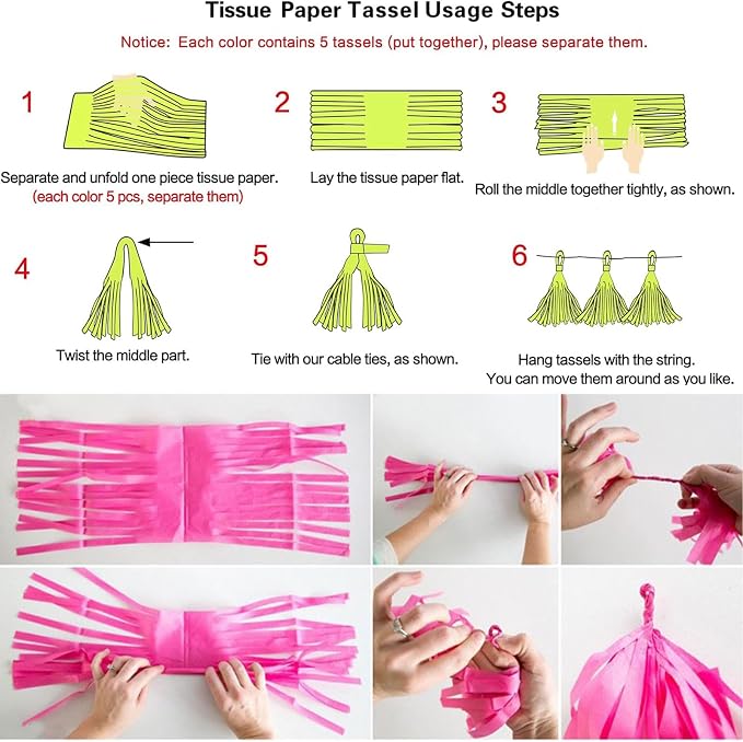 We Moment Orange and White Tassel Garland，Tissue Tassel Banner - Image 3