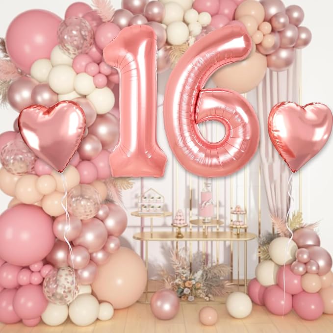 Sweet 16th Birthday Decorations, 40 inch Large Sweet16 Balloon Numbers - Image 4