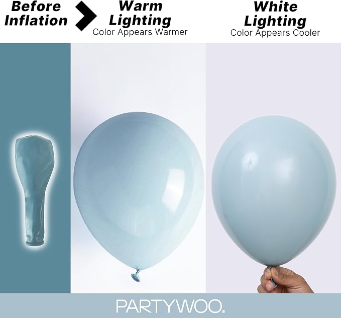 PartyWoo Dusty Blue Balloons 85pcs Light Blue Aqua Boho Color | 18 12 10 5 Inch - Image 3