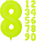 40 IN Fluorescent Yellow Number 8 Balloon Neon Yellow 8 Foil Balloon | by YOIOZAIZAI