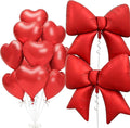 Vuzvuv Red Heart Balloons Red Bow Balloons Set, anniversary, Valentine's Day by Vuzvuv