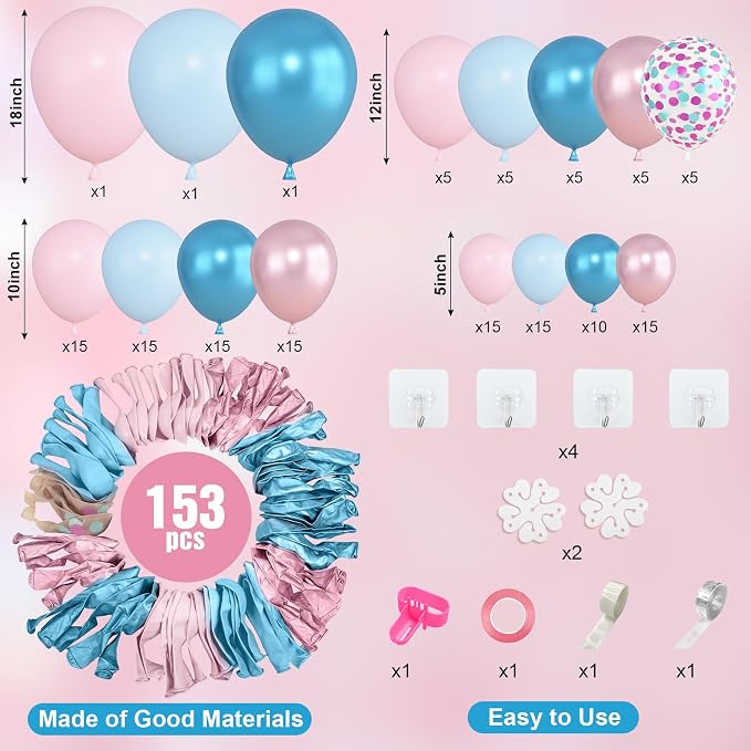 Amandir 153pcs Pink Blue Balloon Garland Arch Kit Different Sizes | 18 12 10 5 - Image 4