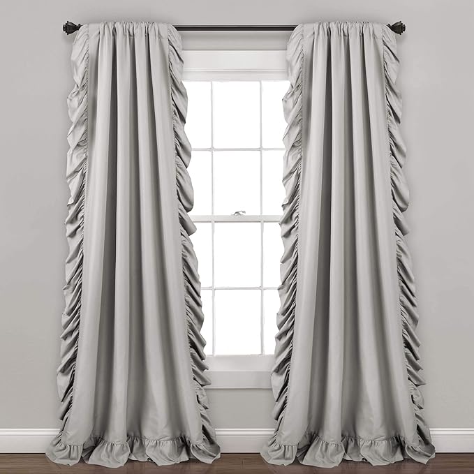 Lush Decor Reyna Ruffle Window Curtain Panel Set, Light Gray by LushDecor