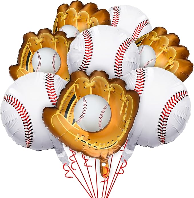 Skylety 8 Pcs Baseball Balloons Baseball Foil Glove Balloon Birthday Party by Skylety