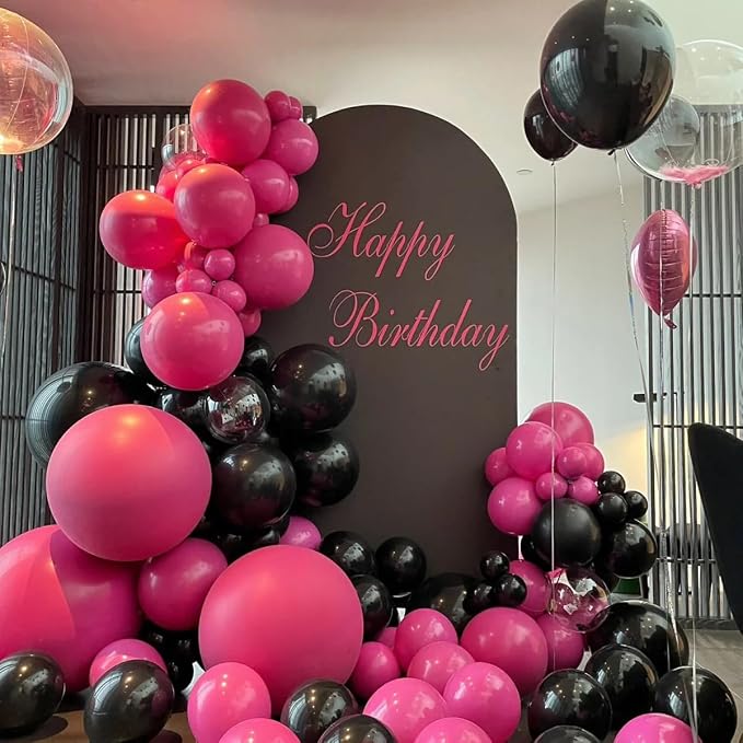 MEBAY Hot Pink Black Rose Gold Balloon Arch Garland Kit - Image 3