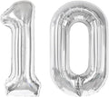 Silver Number 10 Balloon 40 Inch, 10th Birthday Decorations Men Women | Foil by IWERP