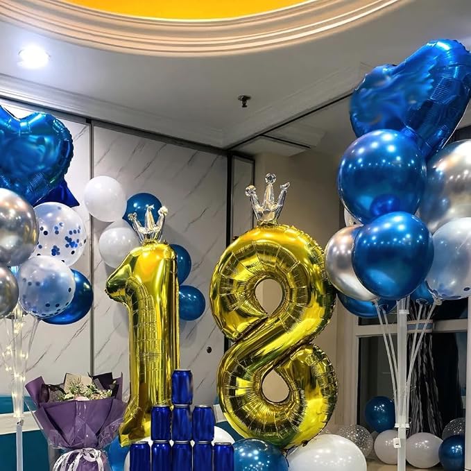 Gold Number 8 Balloon with Crown, 40 inch Gold Number Balloon 8th Birthday - Image 4