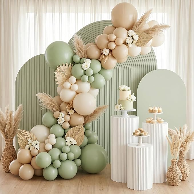 RUBFAC 135pcs Dusty Green Balloons Different Sizes Pack of 18 12 10 5 Inch - Image 5