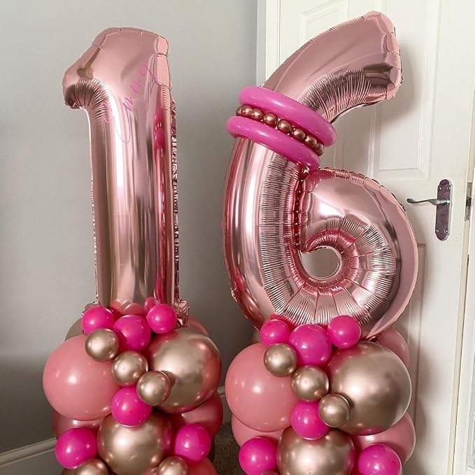 Rose Gold 5 Number Balloons, 40 Inch Big 5 Balloon Numbers Rose Gold 5 Foil - Image 2