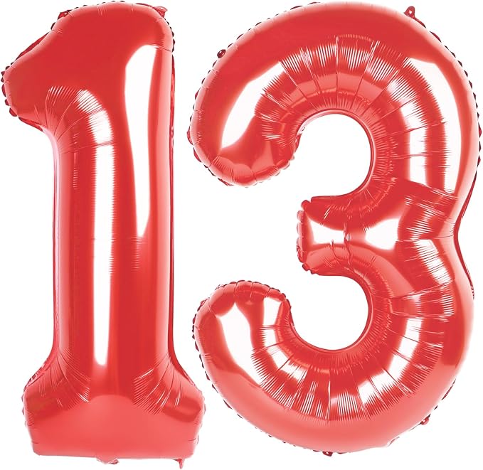 13 Balloon - Red Birthday Number Balloons, 40 Inch Decorations Men Women | Red by ALPHADELTAPI
