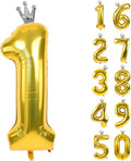 Gold Number 1 Balloon with Crown, 40 inch Gold Number Balloon 1st Birthday by Yeodong